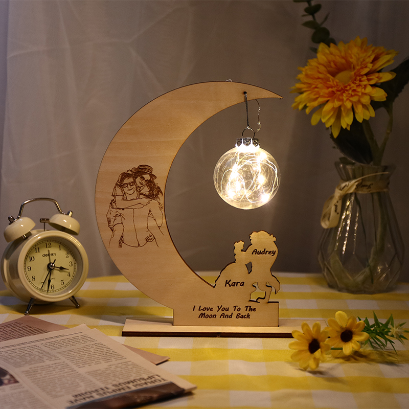 Luci decorative personalizzate per regalo di coppia di luna con foto