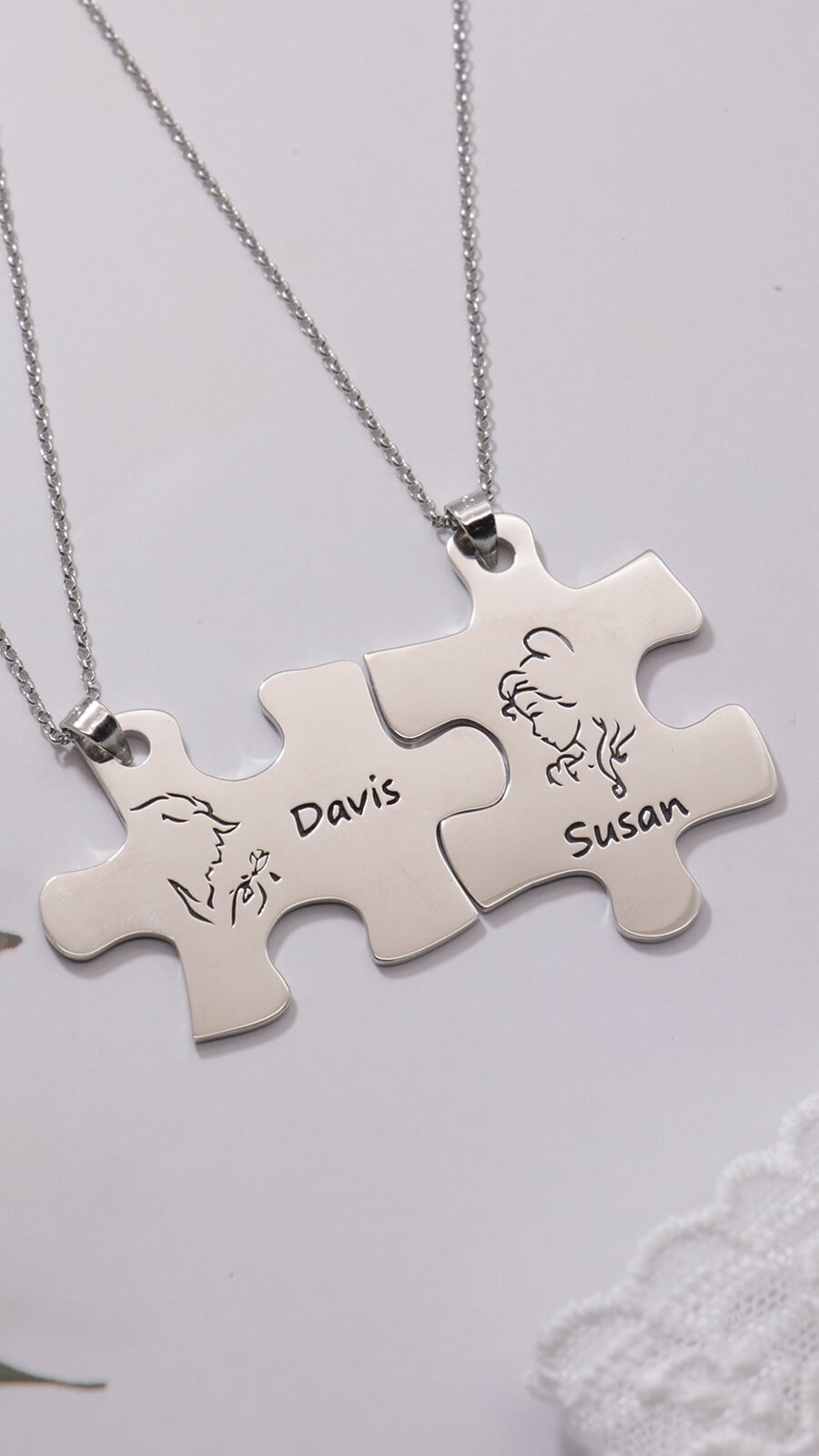 Collana per Coppia Personalizzata Puzzle 2 Collane Ciondolo