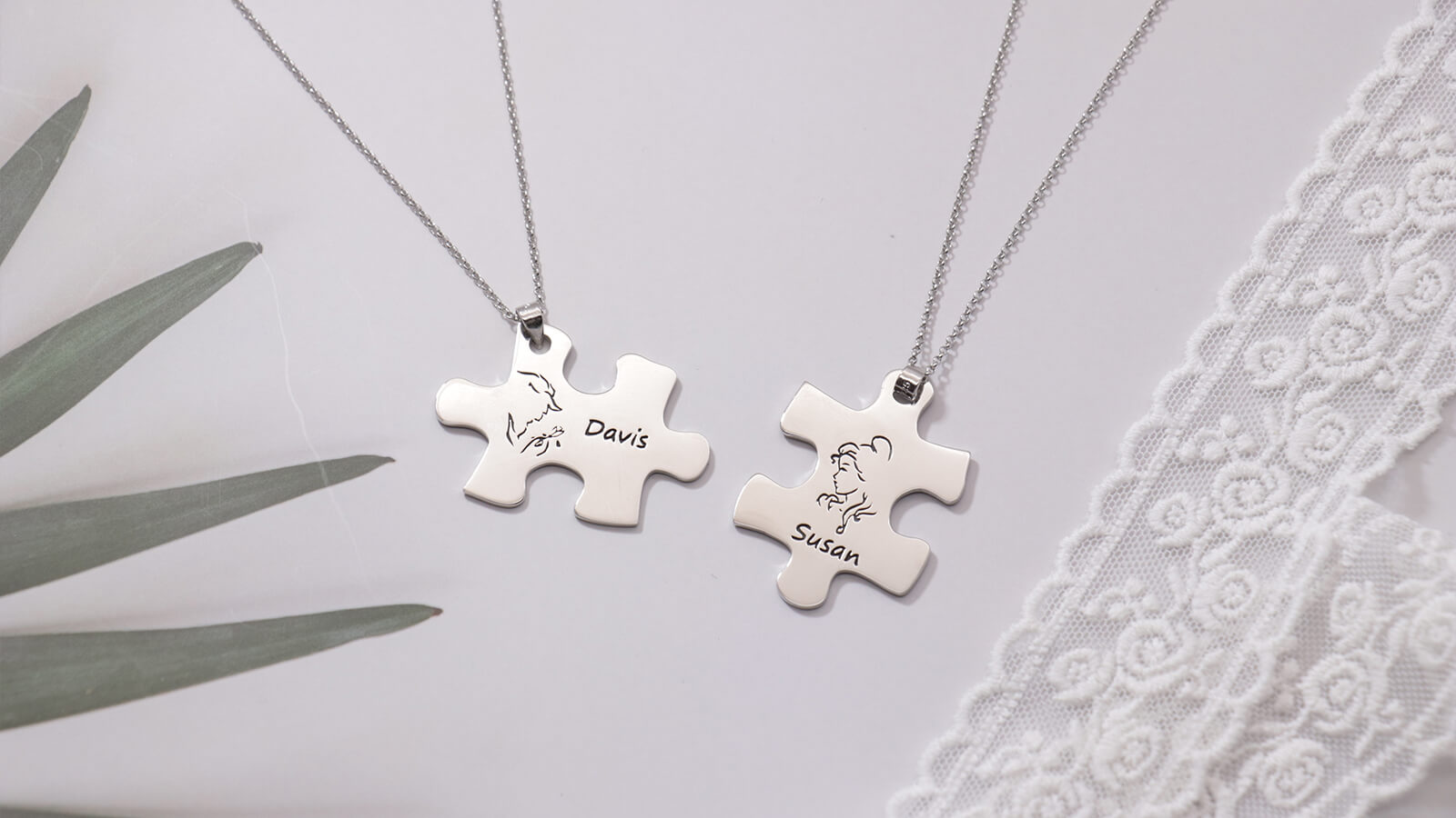 Collana coppia puzzle nome personalizzato (Prezzo per 2 collane)