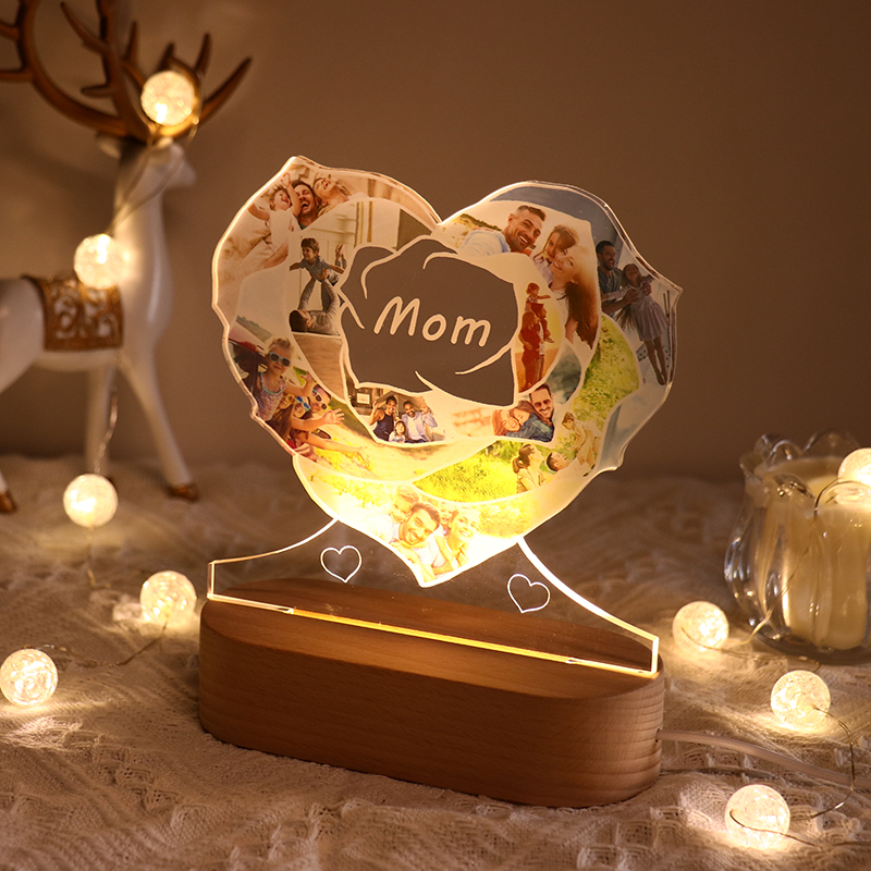 Luce puzzle cuore rosa con foto personalizzata