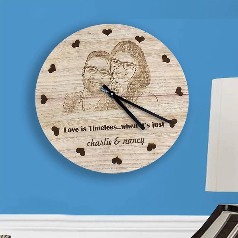 Orologio da parete in legno personalizzato con foto personalizzata