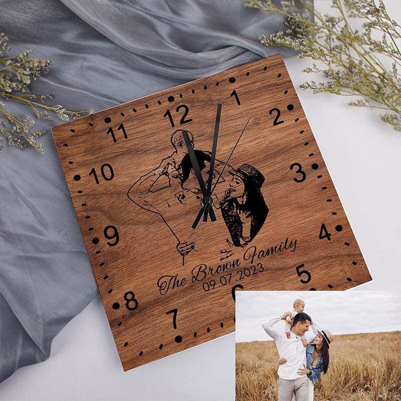 Orologio in legno con foto clearance