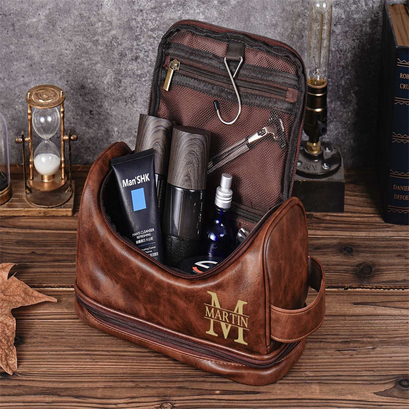 Borsa da toilette in pelle da uomo personalizzata