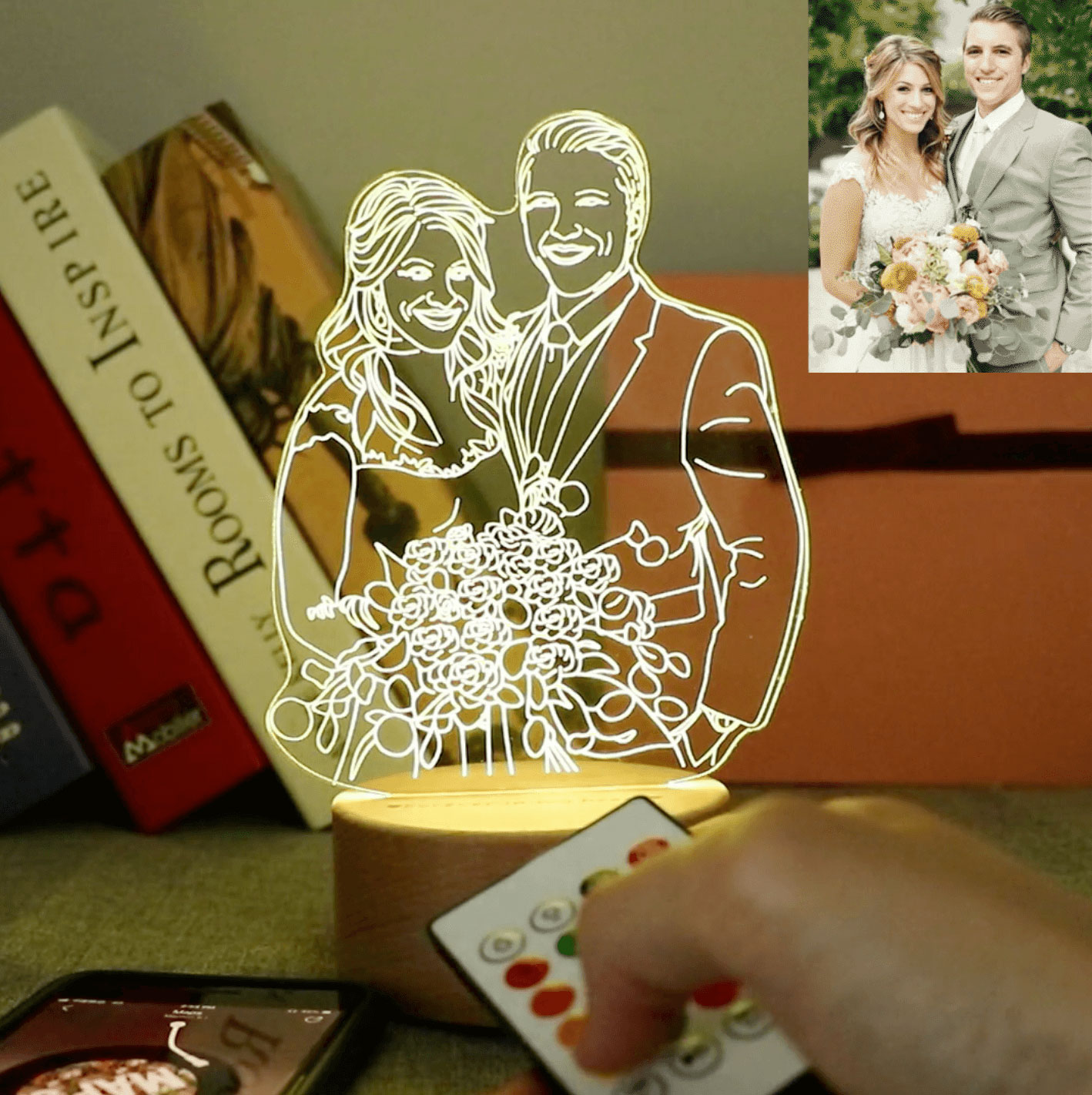 Lampada fotografica 3D personalizzata, regalo di nozze, regalo romantico,  anniversario 20/30/40 anni