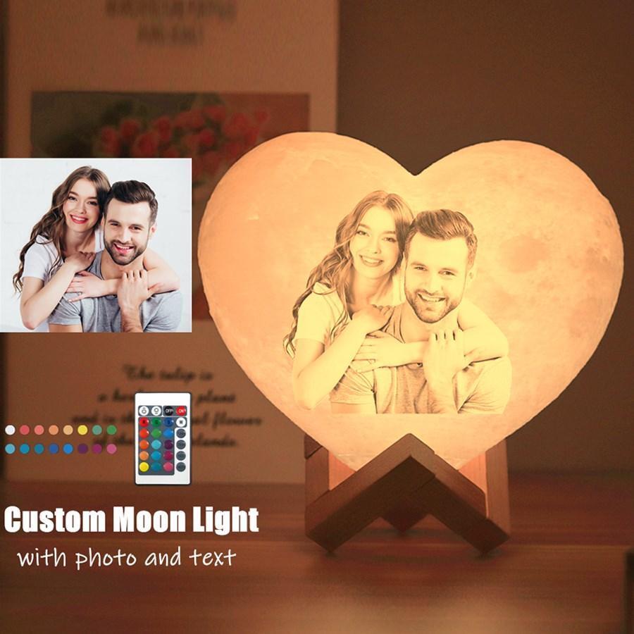 yky Lampada personalizzata con foto famiglia,lampada luna personalizzata  con foto,lampada con foto personalizzata, regalo ragazza (3 colori,18cm)